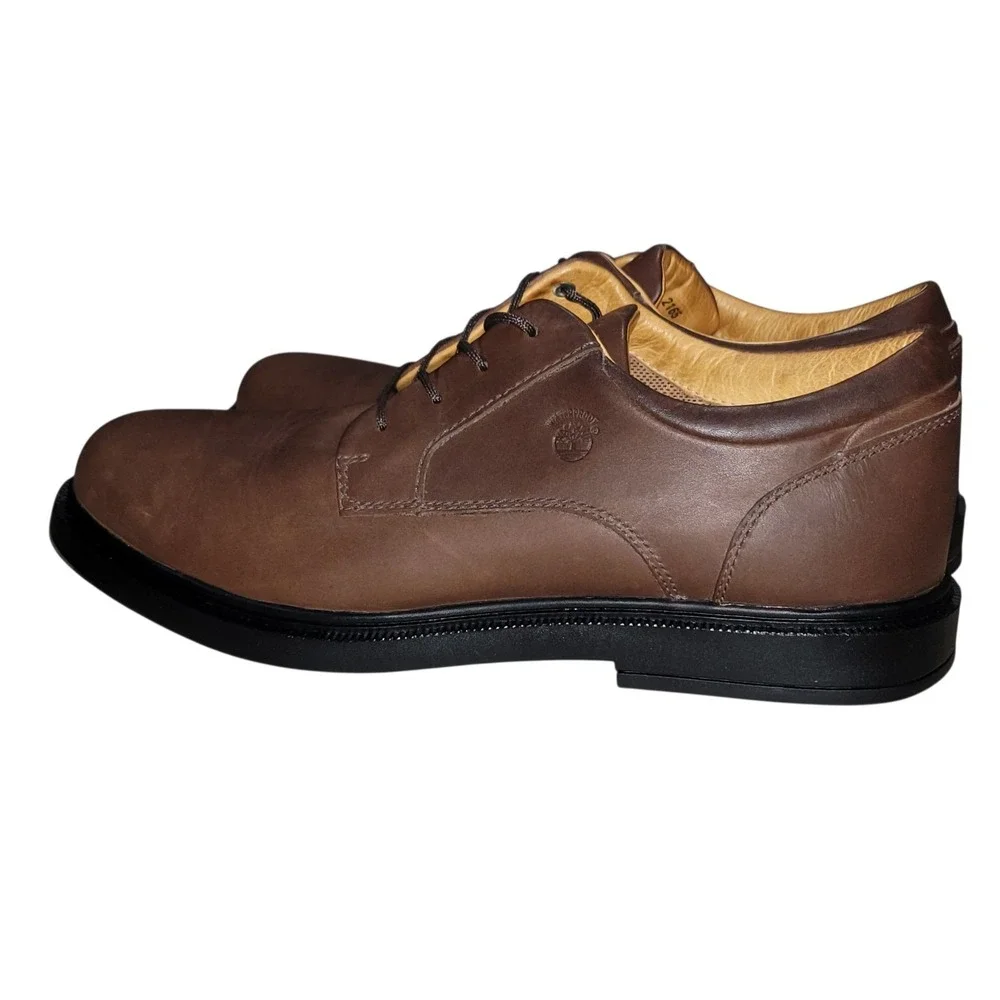 Timberland Mens Size 12M Brown Waterproof Leather Oxfords Low Top 90081